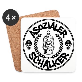 Asozialer Schalker | Farben änderbar - Untersetzer (4er-Set) - Weiß - Vorne