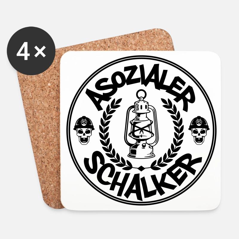 Asozialer Schalker | Farben änderbar - Untersetzer (4er-Set) - Weiß