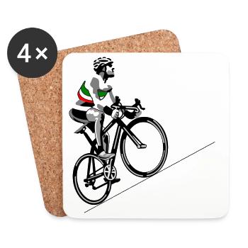 Cyclist with Italian flag - Coasters (set of 4) - white - Front