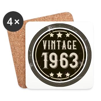1963 Année de naissance Vintage anniversaire vintage - Dessous de verre (lot de 4) - blanc - Devant
