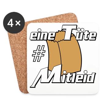 Party Shirt ,Feiern , Karneval, Tüte Mitleid (25) - Untersetzer (4er-Set) - Weiß - Vorne