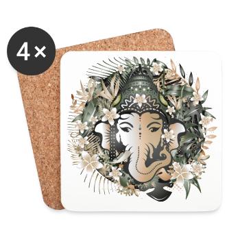 Elephant god Ganesha in the middle of the jungle - Coasters (set of 4) - white - Front