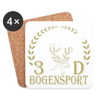 Waldjäger mit Bogen und Geweihmotiv - Untersetzer (4er-Set) - Weiß - Vorne