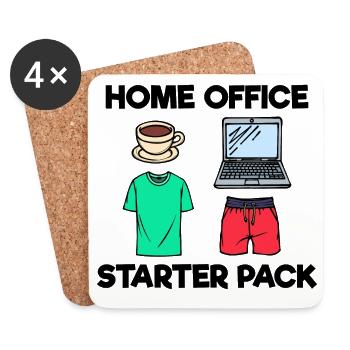 Laptop Coffee Job Home Office Statement Wfh - Coasters (set of 4) - white - Front