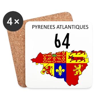 Pyrénées atlantiques - Dessous de verre (lot de 4) - blanc - Devant
