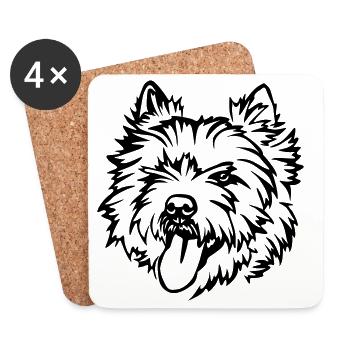 Tête de Cairn Terrier - Dessous de verre (lot de 4) - blanc - Devant