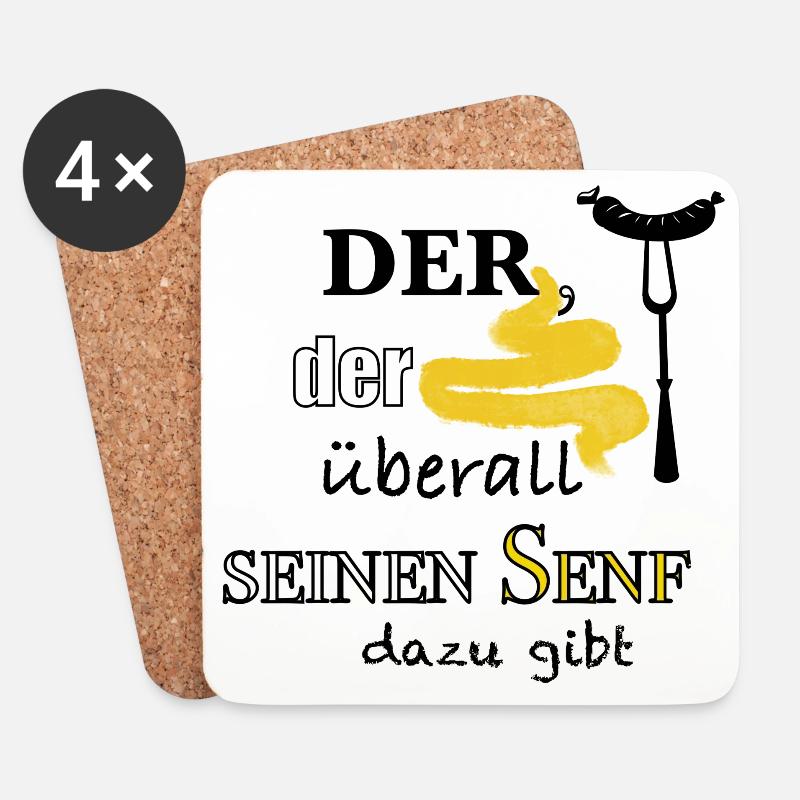 Der, der überall seinen Senf dazu gibt - Untersetzer (4er-Set) - Weiß