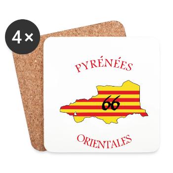 Pyrénées orientales - Dessous de verre (lot de 4) - blanc - Devant