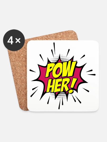 Farben änderbar | Pow her Frau Energie Power - Untersetzer (4er-Set) - Weiß