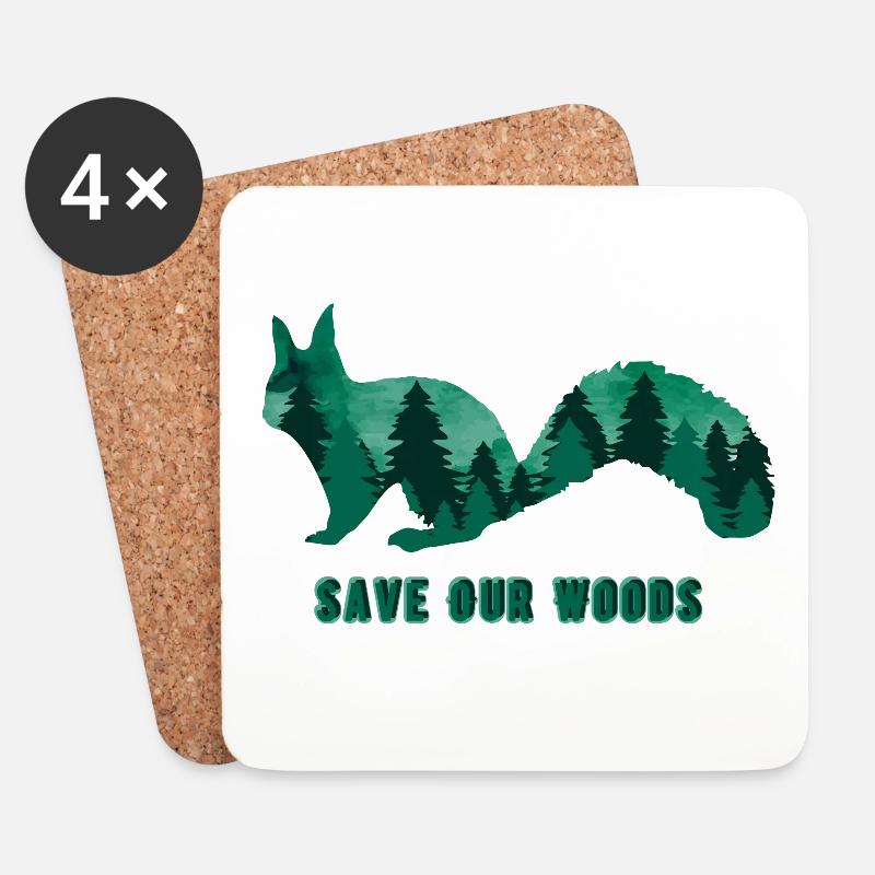 Umweltschutz Eichhörnchen Klimawandel Naturschutz - Untersetzer (4er-Set) - Weiß