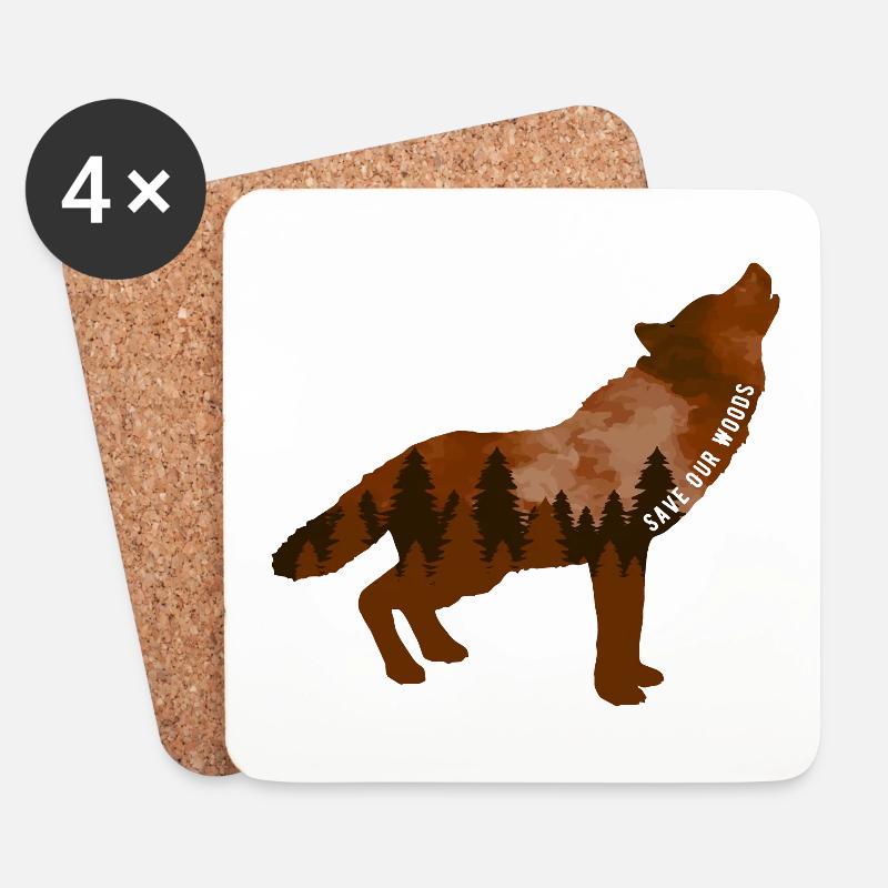 Klimawandel Umweltschutz Wolf Nachhaltig - Untersetzer (4er-Set) - Weiß