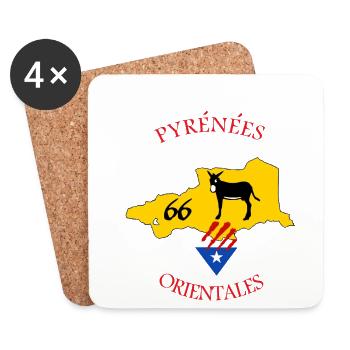 Pyrénées orientales - Dessous de verre (lot de 4) - blanc - Devant