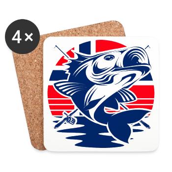 Norvège Pêche à la ligne Pêche - Dessous de verre (lot de 4) - blanc - Devant