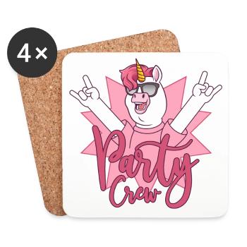 Party Crew Einhorn - Untersetzer (4er-Set) - Weiß - Vorne