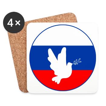 Colombe du drapeau russe - Dessous de verre (lot de 4) - blanc - Devant