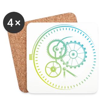 Masterpiece Watches Clock Mechanics Colors icon Logo - Coasters (set of 4) - white - Front