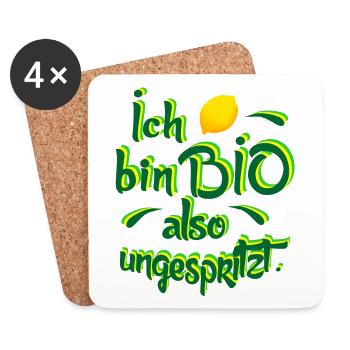 Biologisch Zitrone lusitge coole Motiv - Untersetzer (4er-Set) - Weiß - Vorne