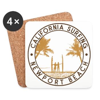 Newport Beach – California Surfing Emblem Beschrei - Untersetzer (4er-Set) - Weiß - Vorne