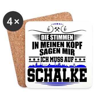 Farben änderbar | Stimmen im Kopf Auf Schalke - Untersetzer (4er-Set) - Weiß - Vorne