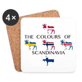 Skandinavien Flaggen Elche Farben Norwegen - Untersetzer (4er-Set) - Weiß - Vorne