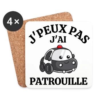 police, je suis policier, patrouille de police - Dessous de verre (lot de 4) - blanc - Devant