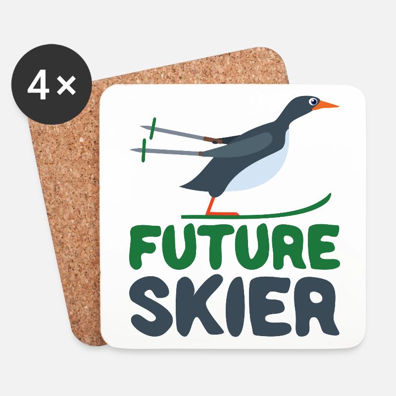 Future Skier Skiing Ski Baby Junge Mädchen - Untersetzer (4er-Set) - Weiß