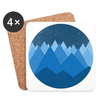 Verschneite Berge Minimalistischer Nachtstil - Untersetzer (4er-Set) - Weiß - Vorne