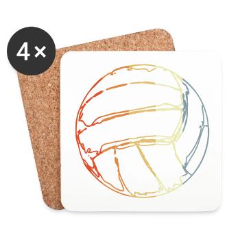 Vintage Volleyball Sketch - Coasters (set of 4) - white - Front