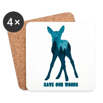 Climate Change Environmental Protection Roe Deer - Coasters (set of 4) - white - Front