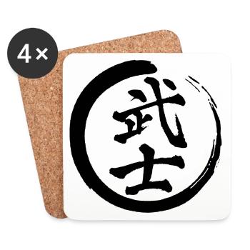 Schwarzes japanisches Kanji für das Wort Krieger - Untersetzer (4er-Set) - Weiß - Vorne