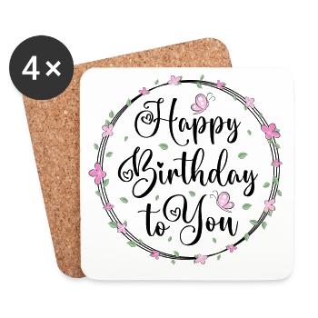 Joyeux anniversaire à vous / Glückwunsch Geburtstag - Dessous de verre (lot de 4) - blanc - Devant