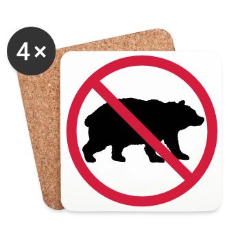 Bear Forbidden Shield - Coasters (set of 4) - white - Front