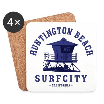 Huntington Beach – Surf City California - Coasters (set of 4) - white - Front