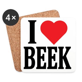 t-shirt J’adore Beek Nederland idée cadeau - Dessous de verre (lot de 4) - blanc - Devant