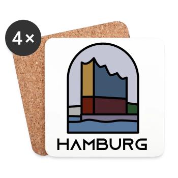 Hambourg - Philharmonie - Dessous de verre (lot de 4) - blanc - Devant
