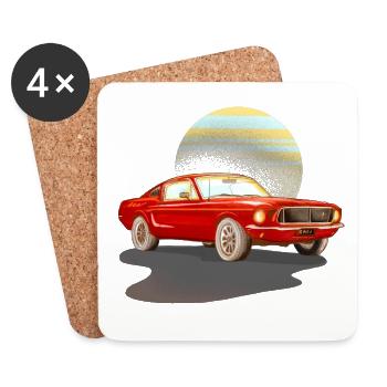 Auto rotes Auto - Untersetzer (4er-Set) - Weiß - Vorne