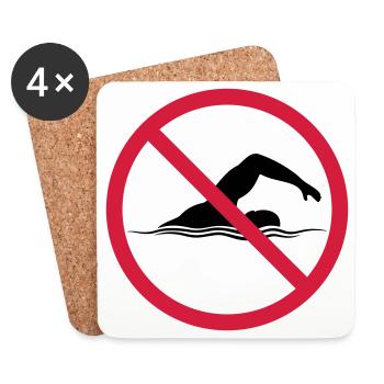 Forbidden Shield Swimming - Coasters (set of 4) - white - Front