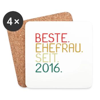 Beste Ehefrau Seit 2016 - Jahrestag Geschenk - Untersetzer (4er-Set) - Weiß - Vorne