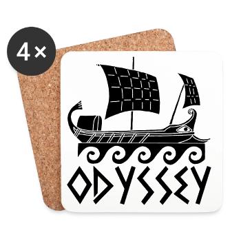Die Reise des Odysseus (Schwarz) - Untersetzer (4er-Set) - Weiß - Vorne