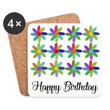 BIRTHDAY. HAPPY BIRTHDAY. HAPPY BIRTHDAY. - Coasters (set of 4) - white - Front