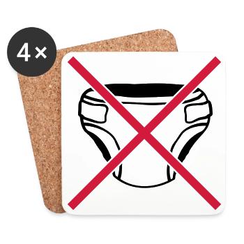 Shield No Diaper - Coasters (set of 4) - white - Front