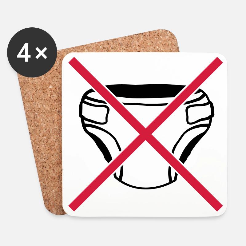 Schild Keine Windel - Untersetzer (4er-Set) - Weiß