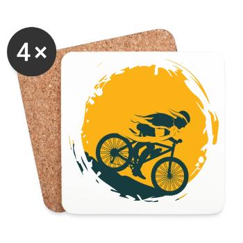 Mountainbiker mit Schwung - Untersetzer (4er-Set) - Weiß - Vorne