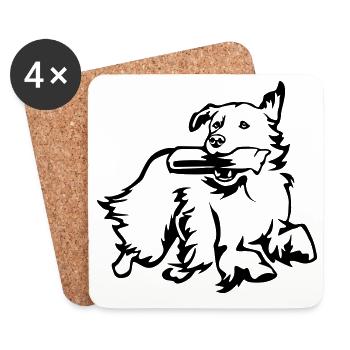 Golden Retriever - Coasters (set of 4) - white - Front