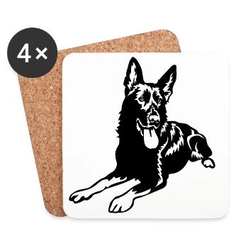 German Shepherd - Coasters (set of 4) - white - Front