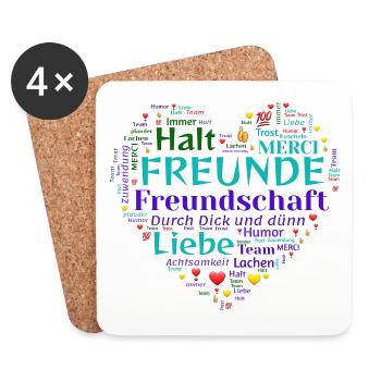 Freunde - Untersetzer (4er-Set) - Weiß - Vorne