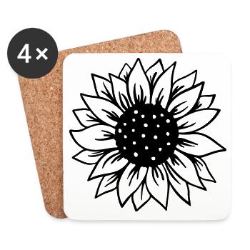 Tournesol - Dessous de verre (lot de 4) - blanc - Devant
