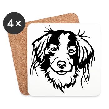 Tête de Kooikerhondje - Dessous de verre (lot de 4) - blanc - Devant