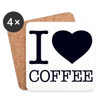 I LOVE COFFEE Kaffee Käffchen - Untersetzer (4er-Set) - Weiß - Vorne