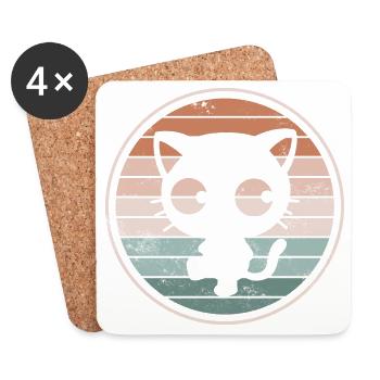 Katze Katzen - Untersetzer (4er-Set) - Weiß - Vorne